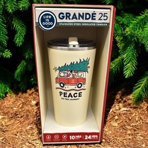 NEW Life is‎ Good Peace be the Journey Stainless Steel Tumbler with Straw